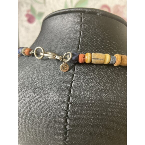 Beaded Multi-Color Necklace With Wood Spring Ring Clasp - Picture 3 of 4